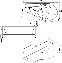 Bas Акриловая ванна Капри 170x95 R с гидромассажем – фотография-4